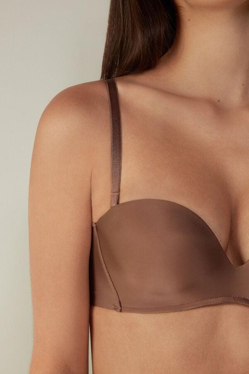 Dámské Podprsenky Intimissimi Daila Ultralight Microfiber Bandeau Tmavě Béžový | CZ HK4849