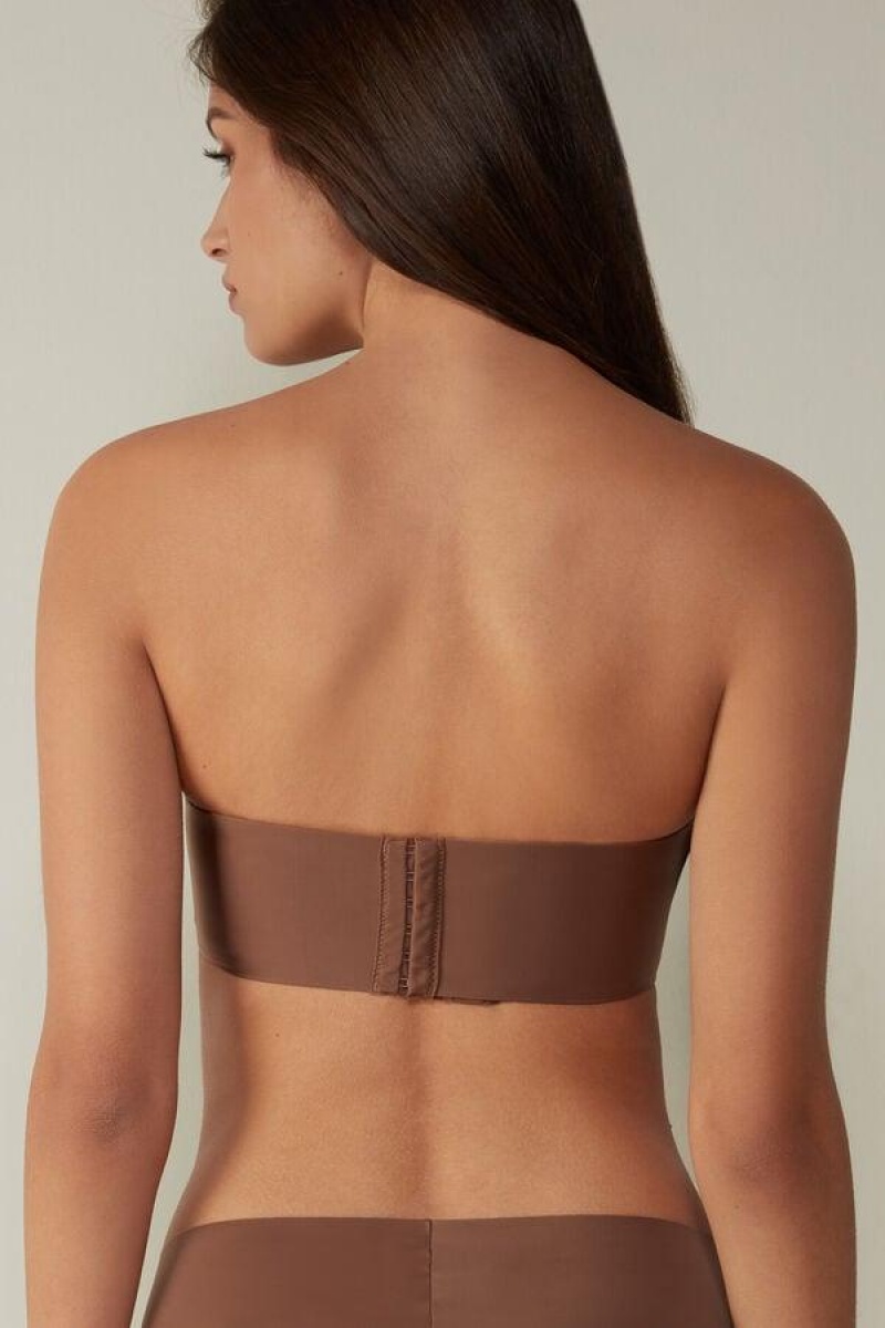 Dámské Podprsenky Intimissimi Daila Ultralight Microfiber Bandeau Tmavě Béžový | CZ HK4849