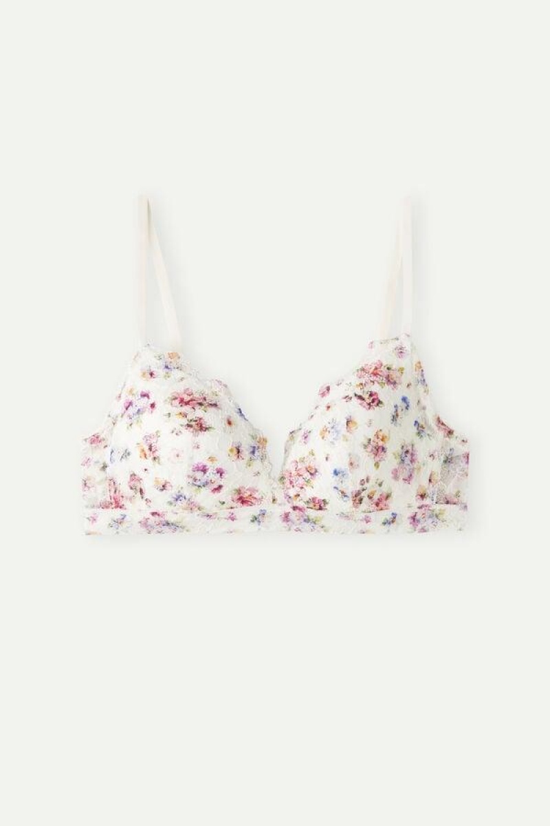 Dámské Podprsenky Intimissimi Dreaming of Spring Tiziana Triangle Bílé | CZ YU4687