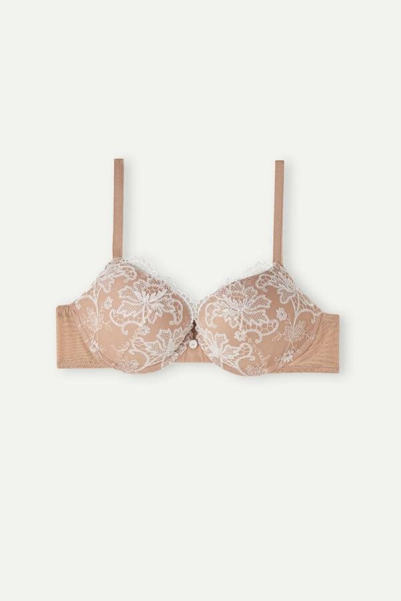 Dámské Podprsenky Intimissimi Elettra Lovely Day Super Push-up Béžový | CZ JJ4754