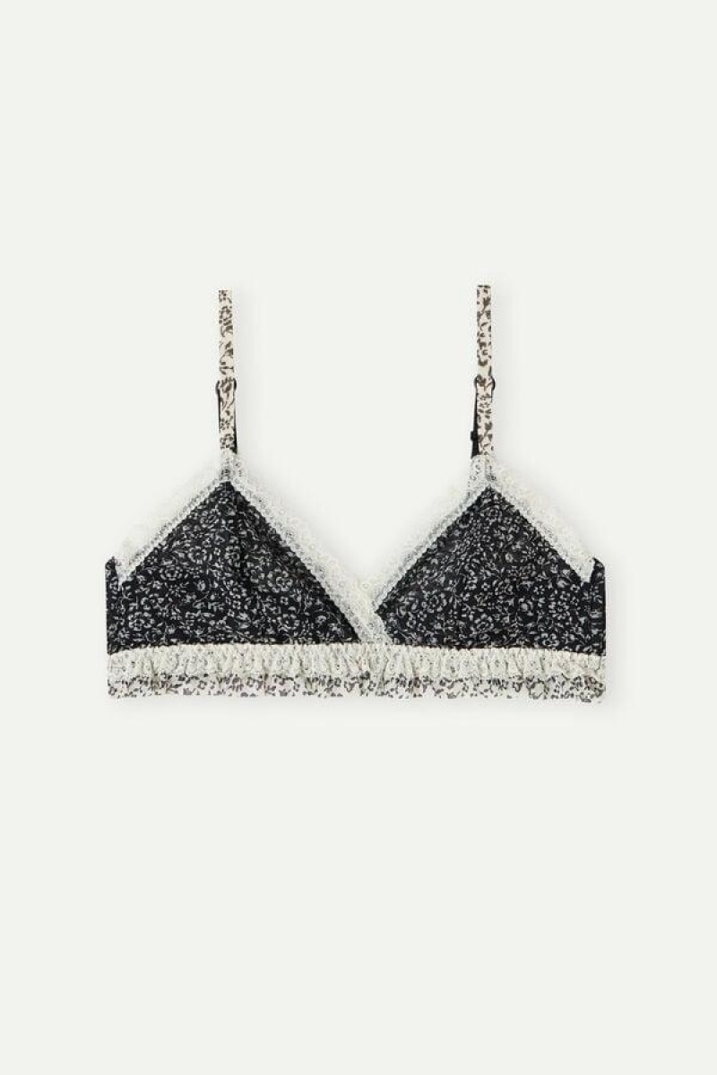 Dámské Podprsenky Intimissimi Emma A Floral Affair Triangle Černé | CZ QZ4896