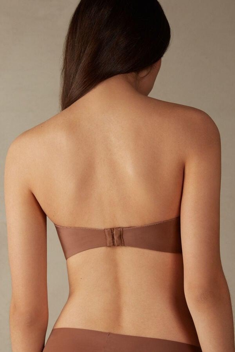 Dámské Podprsenky Intimissimi Giada Microfiber Bandeau Tmavě Béžový | CZ NB4948