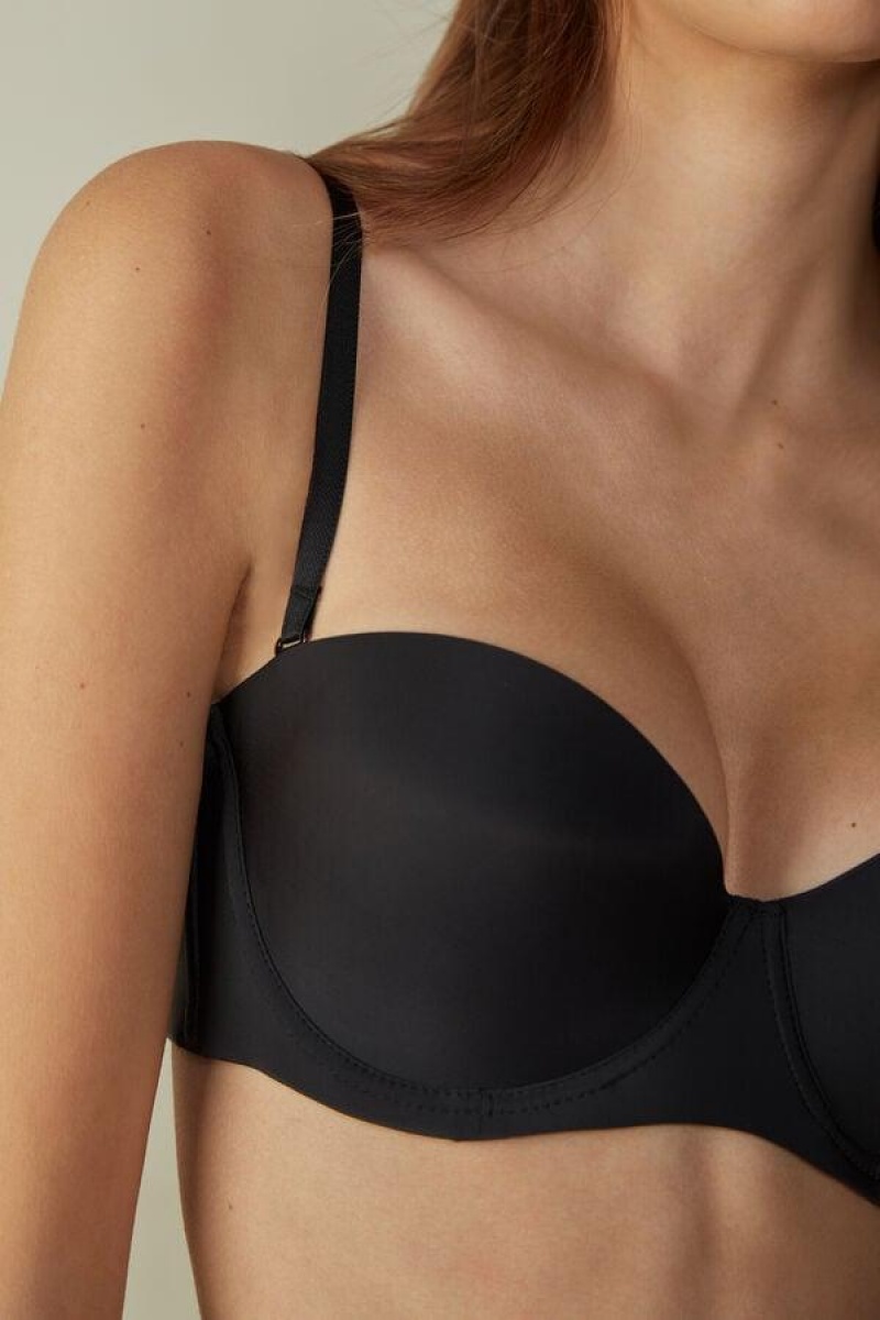 Dámské Podprsenky Intimissimi Giada Microfiber Bandeau Černé | CZ SO4935