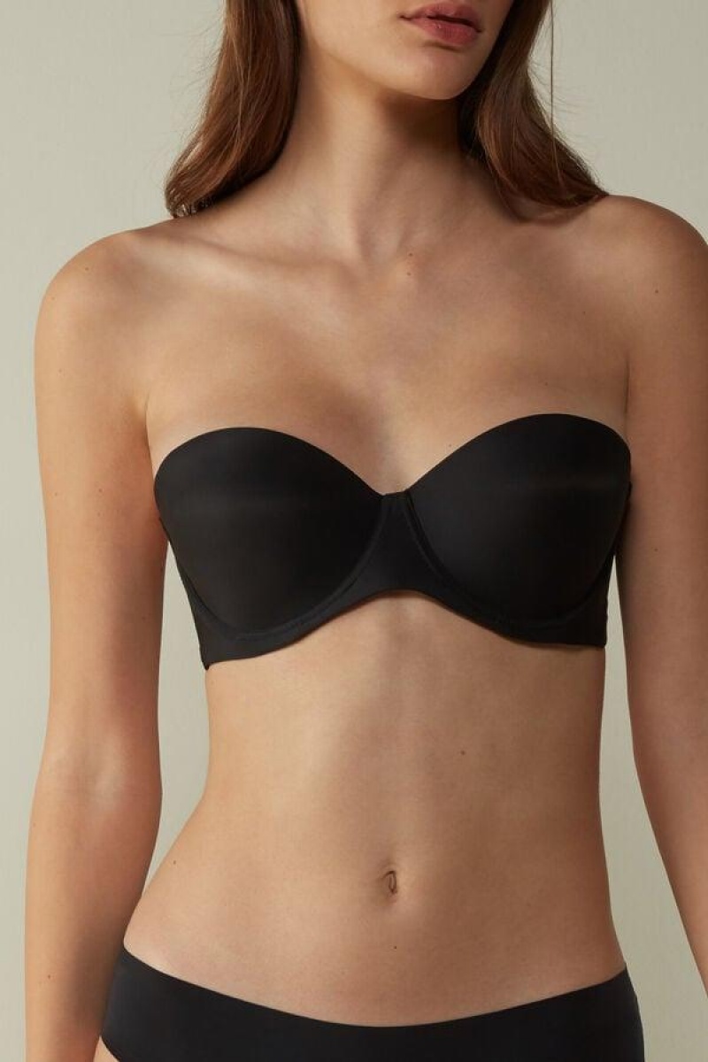 Dámské Podprsenky Intimissimi Giada Microfiber Bandeau Černé | CZ SO4935