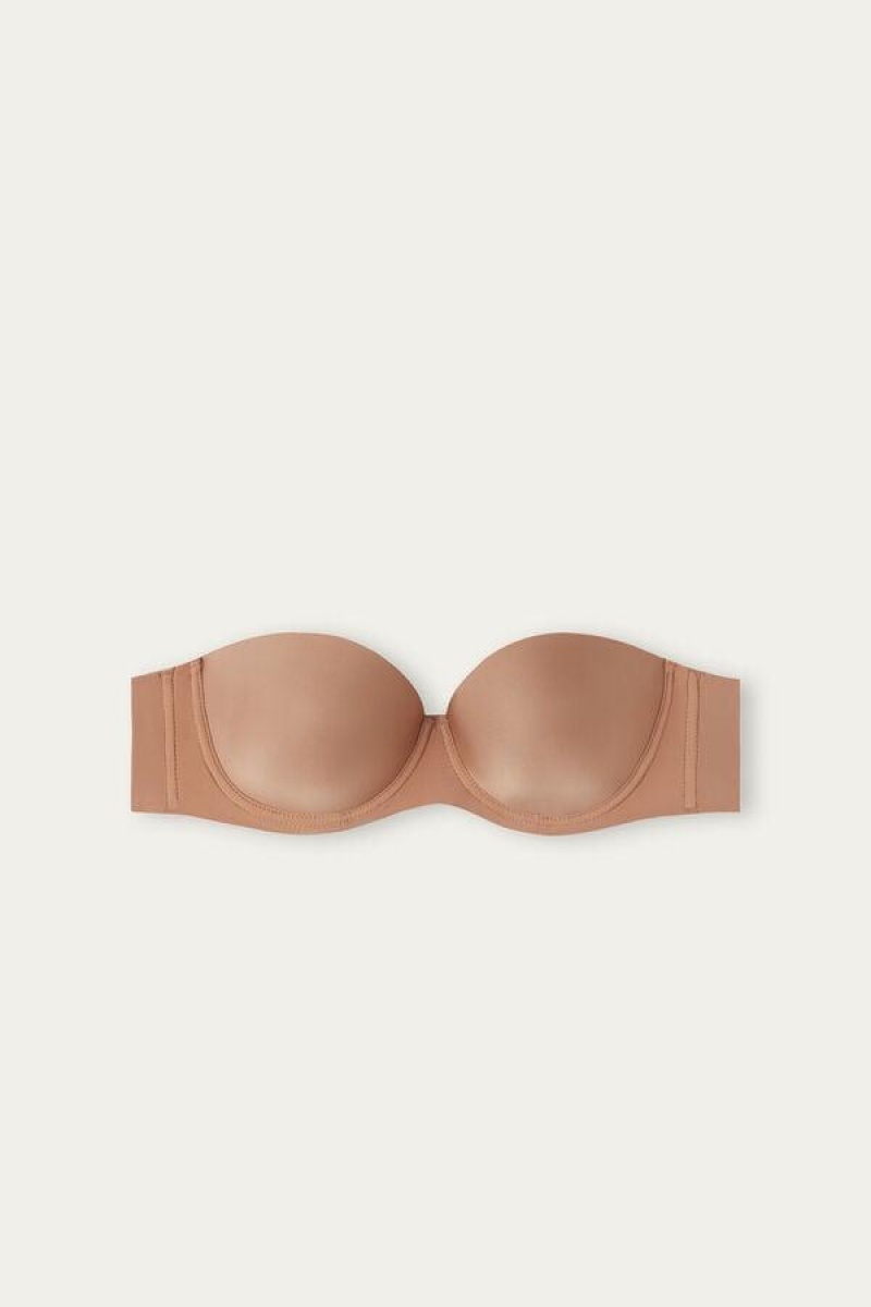 Dámské Podprsenky Intimissimi Giada Microfiber Bandeau Béžový | CZ AP4836