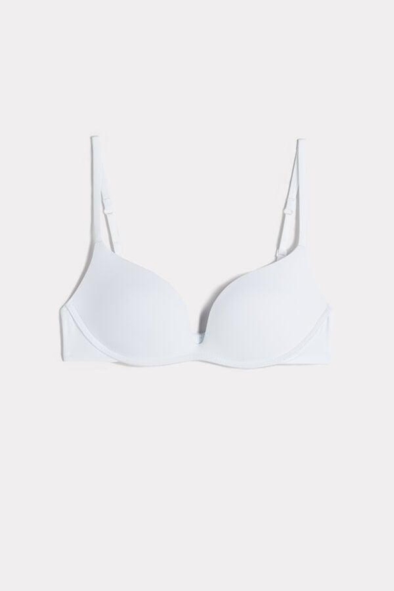 Dámské Podprsenky Intimissimi Gioia B Cup Microfiber Super Push-Up Bílé | CZ GL4730