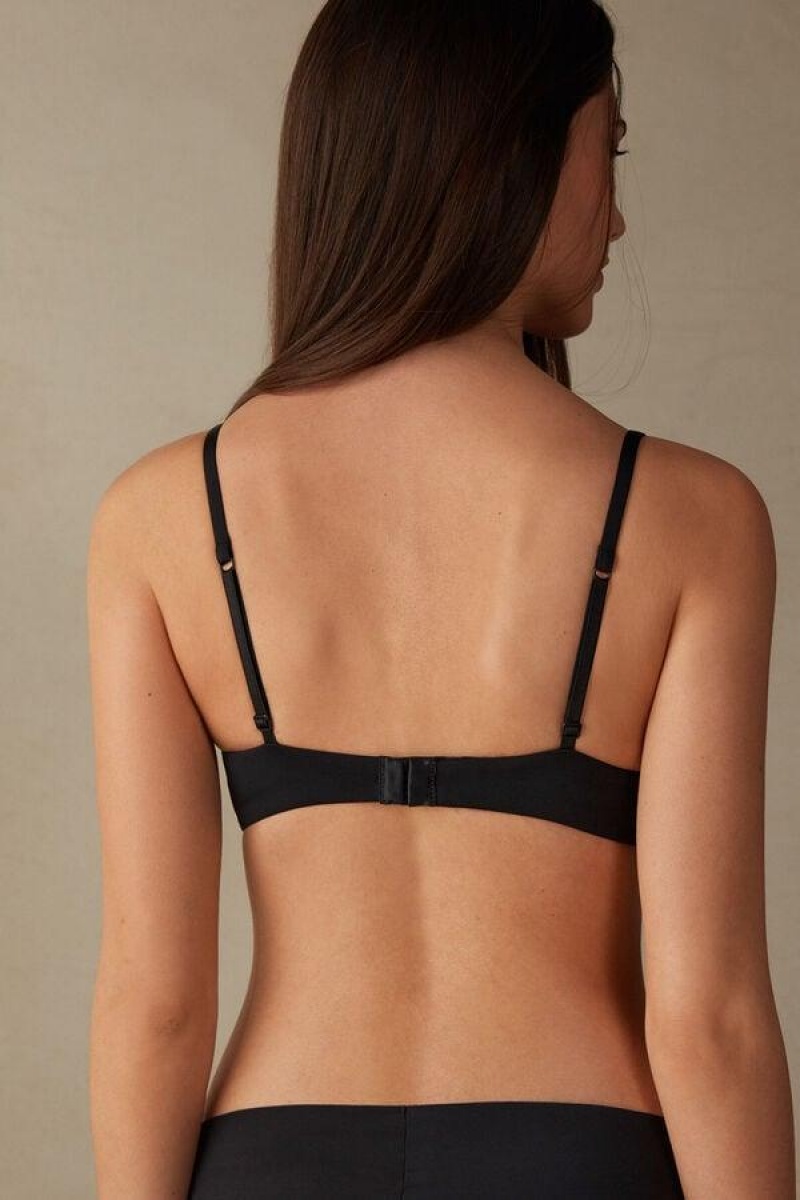 Dámské Podprsenky Intimissimi Gioia B Cup Microfiber Super Push-Up Černé | CZ ZG4699