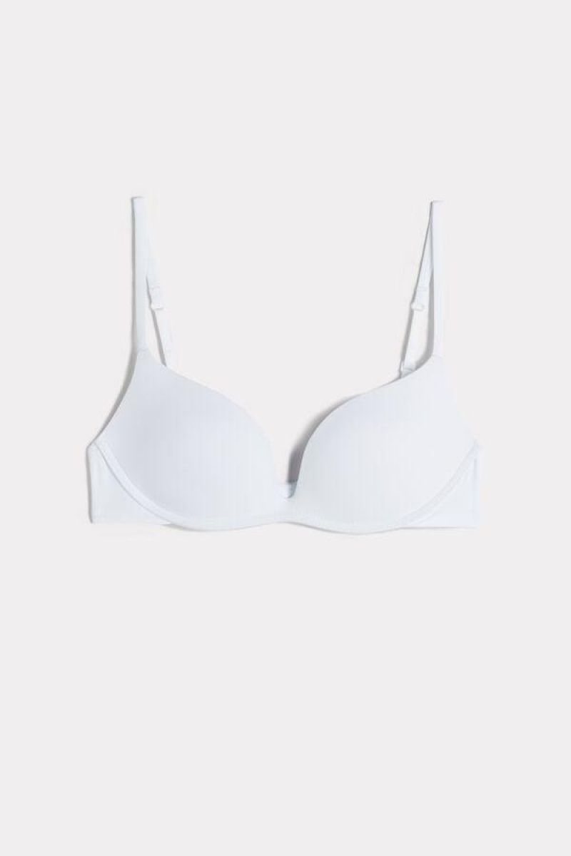 Dámské Podprsenky Intimissimi Gioia C-D Cup Microfiber Super Push-Up Bílé | CZ JJ4702