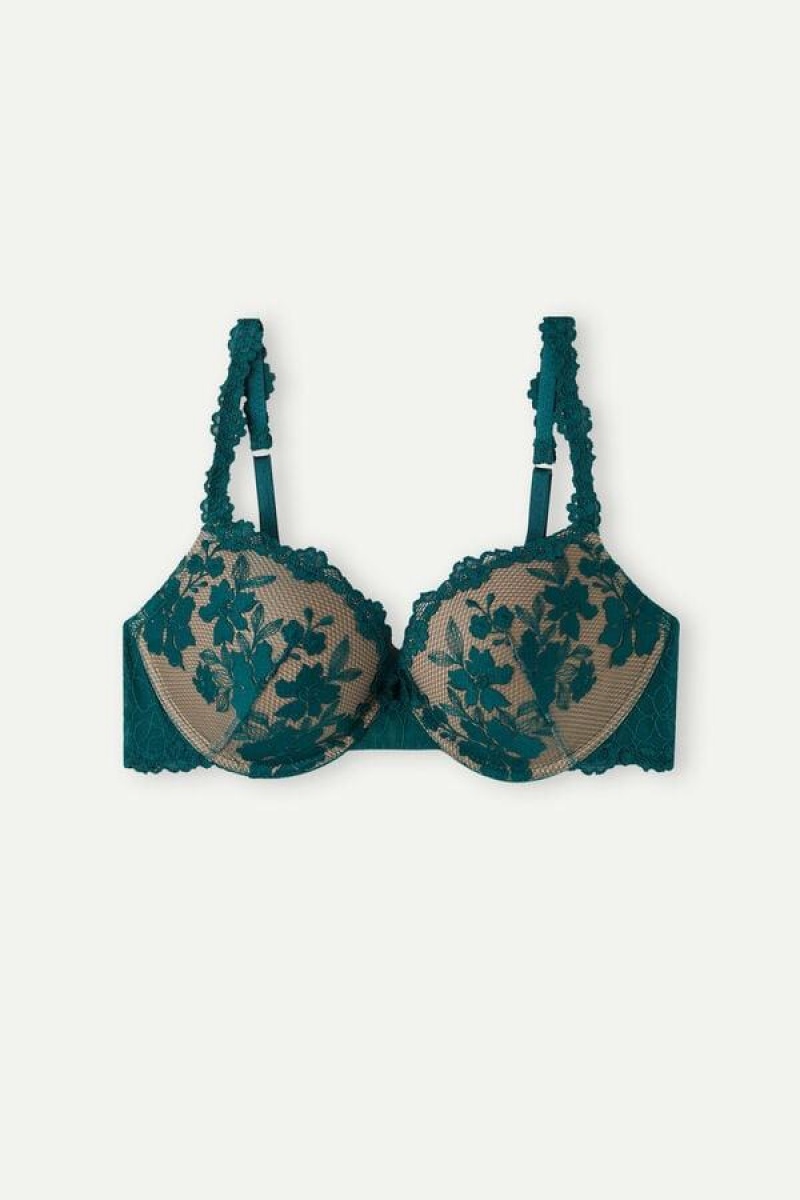 Dámské Podprsenky Intimissimi In Full Bloom Elettra Super Push-up Zelene | CZ FM4758