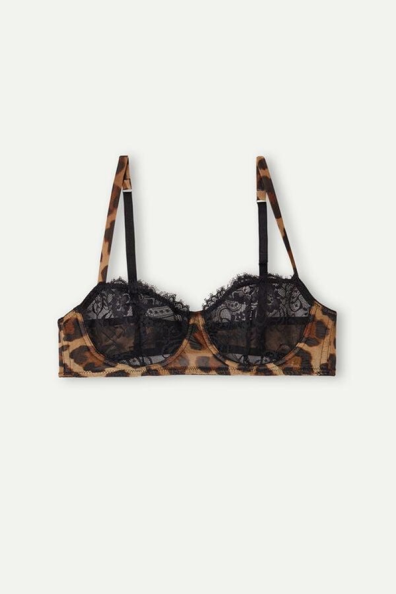 Dámské Podprsenky Intimissimi Lady Animalier Balconette Černé | CZ DN5009