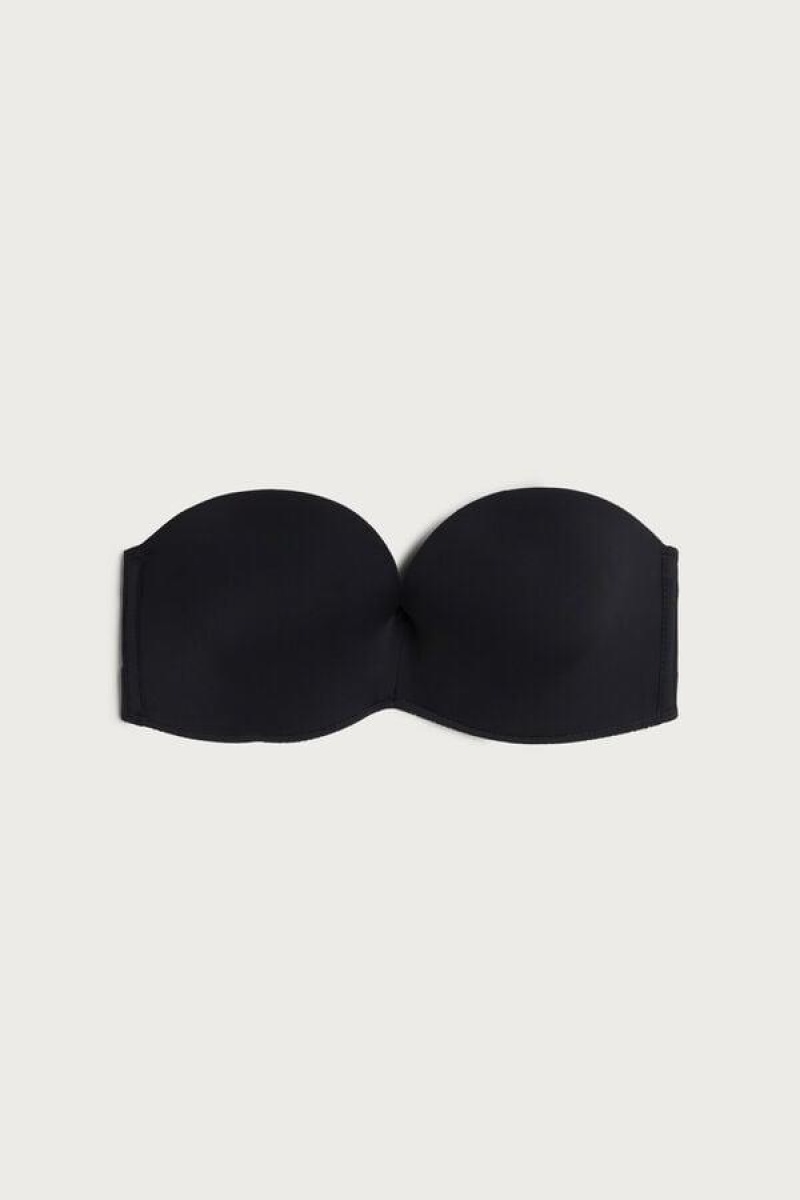 Dámské Podprsenky Intimissimi Laura Microfiber Bandeau Černé | CZ HK4931