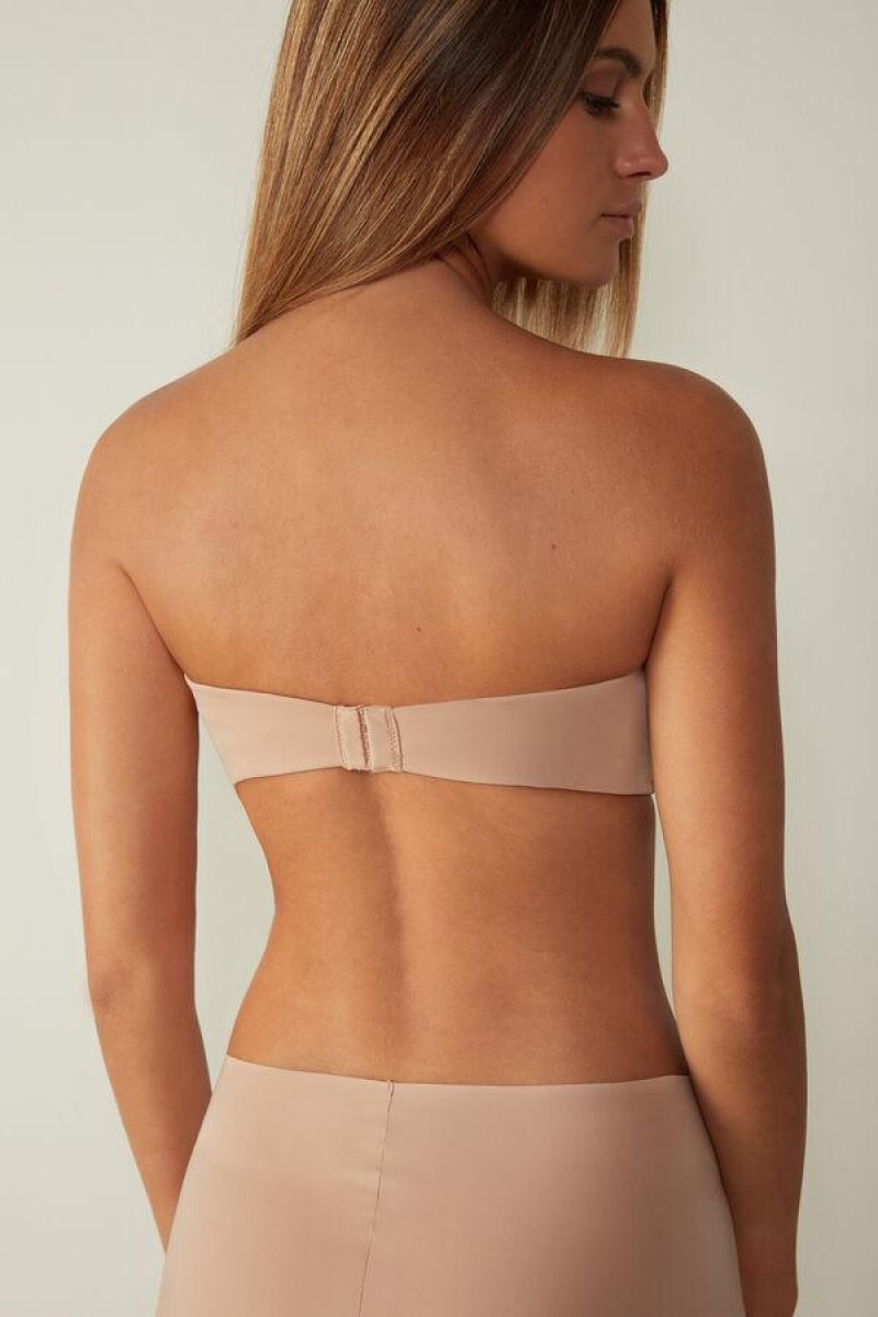 Dámské Podprsenky Intimissimi Laura Microfiber Bandeau Béžový | CZ SO4828