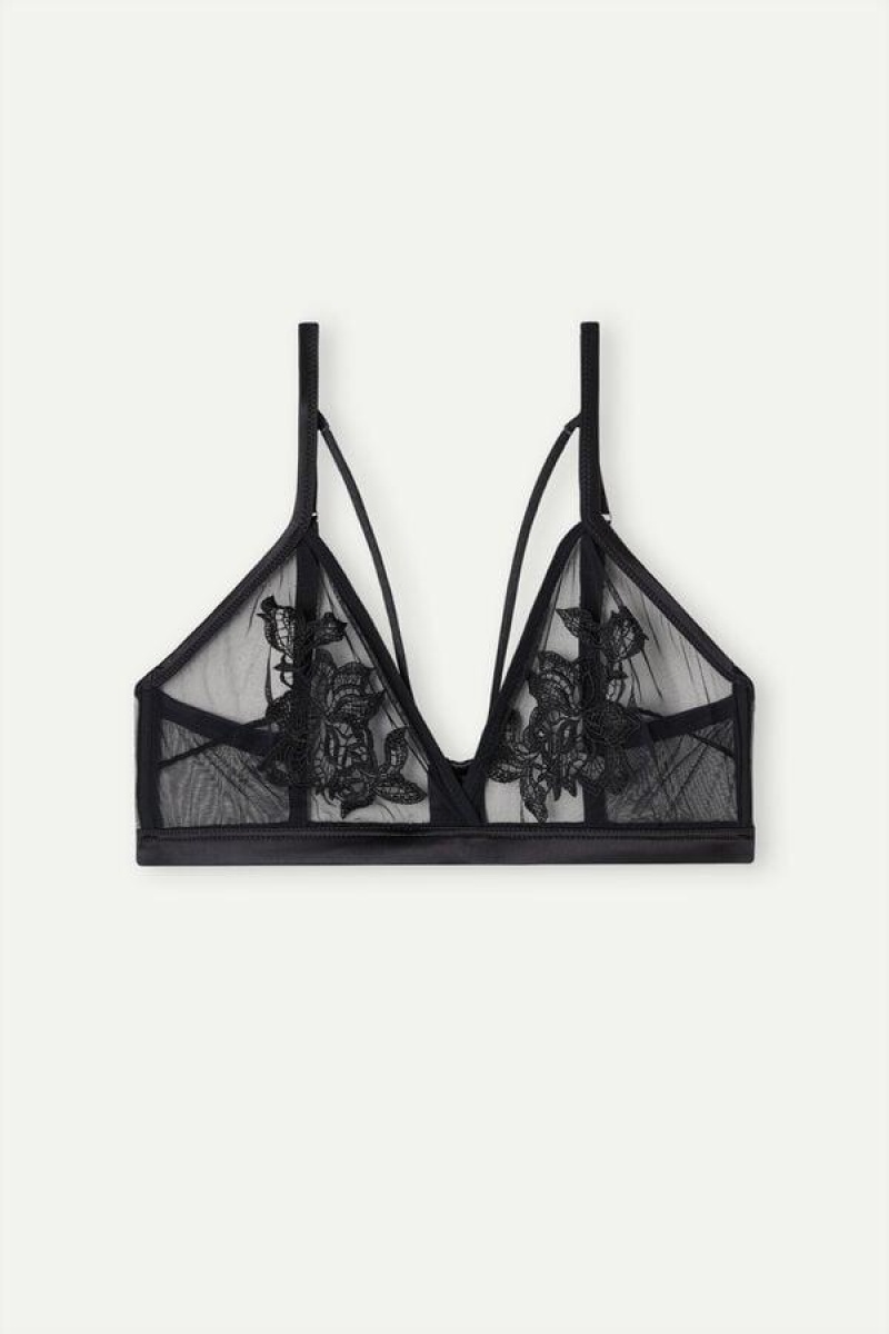 Dámské Podprsenky Intimissimi Layers of Lust Emma Triangle Černé | CZ HK4670