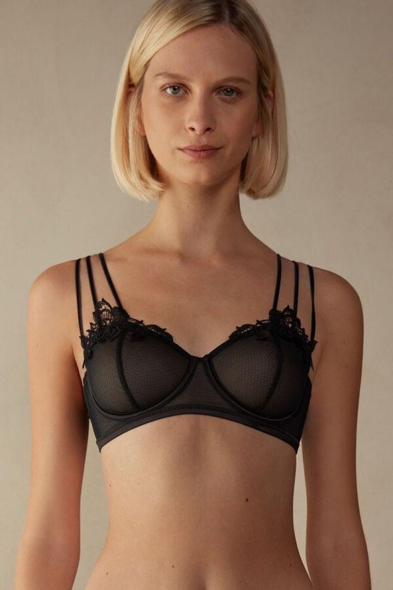 Dámské Podprsenky Intimissimi Layers of Lust Balconette Černé | CZ FM5008