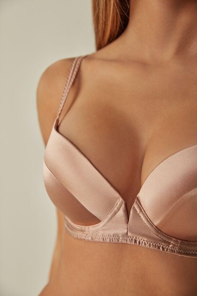 Dámské Podprsenky Intimissimi Mia Silk Super Push-Up Růžové | CZ SO4726