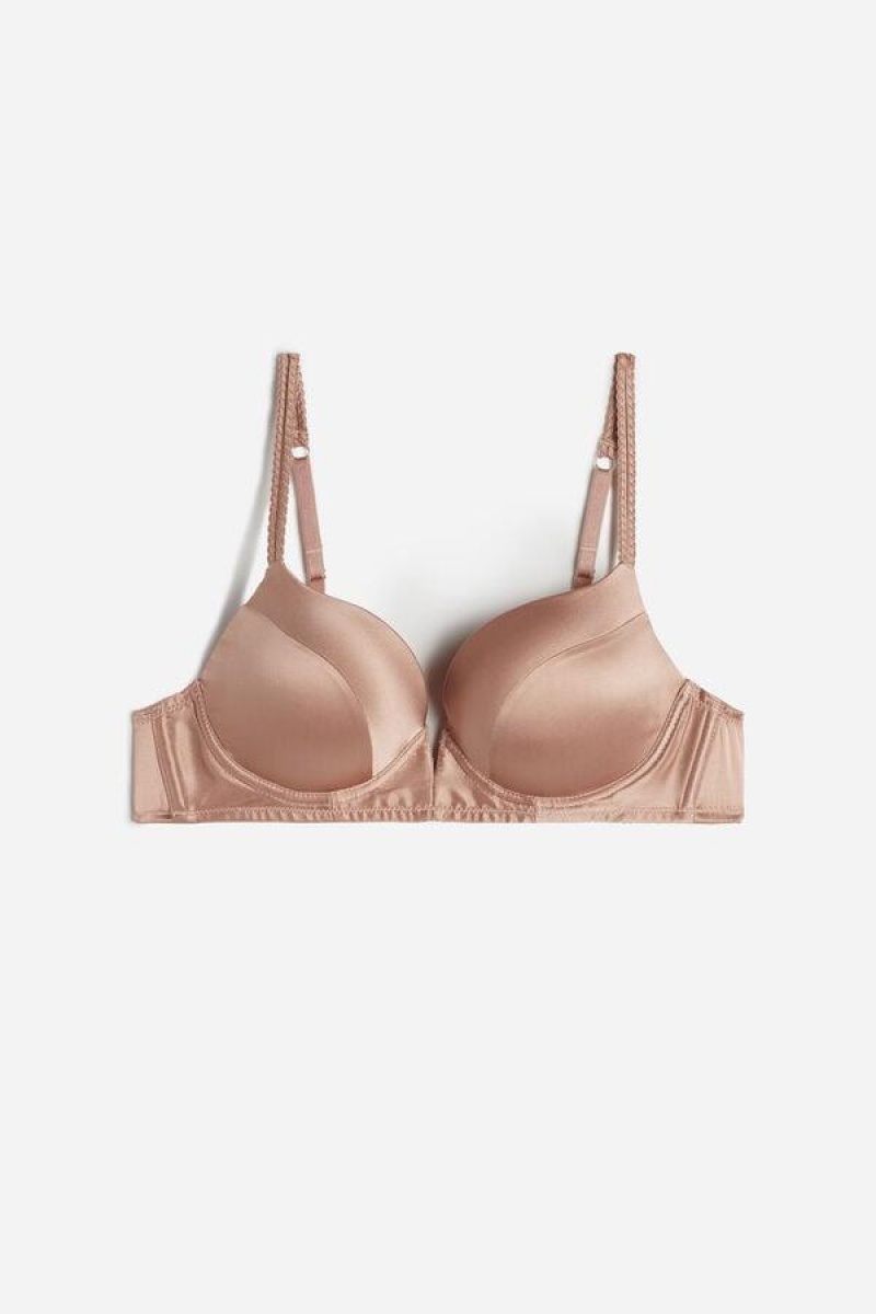 Dámské Podprsenky Intimissimi Mia Silk Super Push-Up Růžové | CZ SO4726