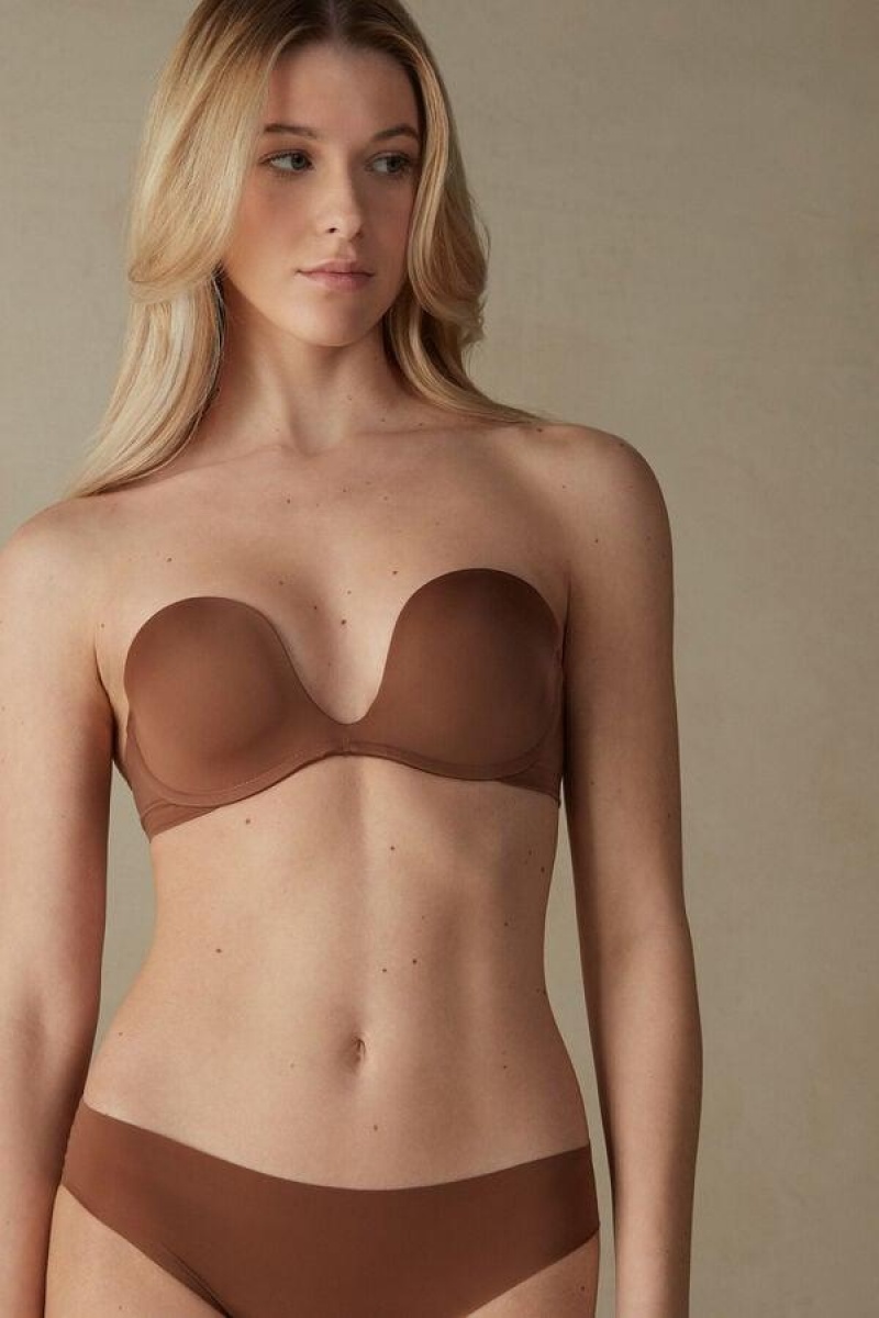 Dámské Podprsenky Intimissimi Monica Bandeau in Ultralight Microfiber Tmavě Béžový | CZ AP4986