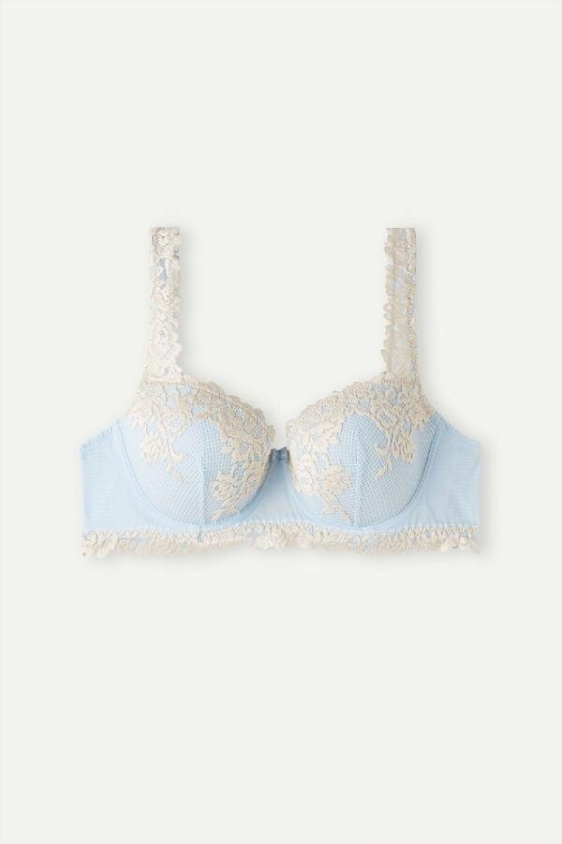 Dámské Podprsenky Intimissimi Pretty Flowers Sofia Balconette Blankyt Bílé | CZ RW5043