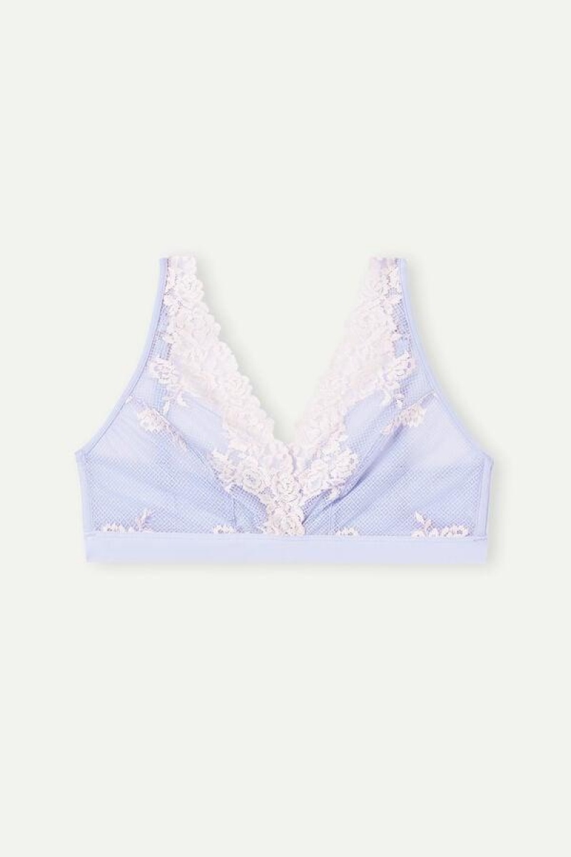 Dámské Podprsenky Intimissimi Pretty Flowers Lara Triangle Levandule Bílé | CZ GL4900