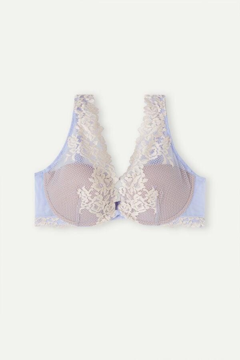 Dámské Podprsenky Intimissimi Pretty Flowers Elena Balconette Levandule Bílé | CZ OR5038