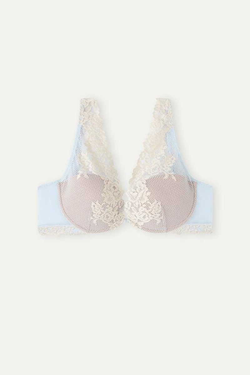 Dámské Podprsenky Intimissimi Pretty Flowers Elena Balconette Blankyt Bílé | CZ NB4823