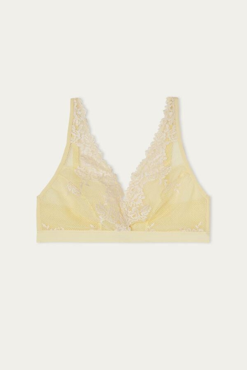 Dámské Podprsenky Intimissimi Pretty Flowers Lara Triangle Žluté Bílé | CZ OR4659