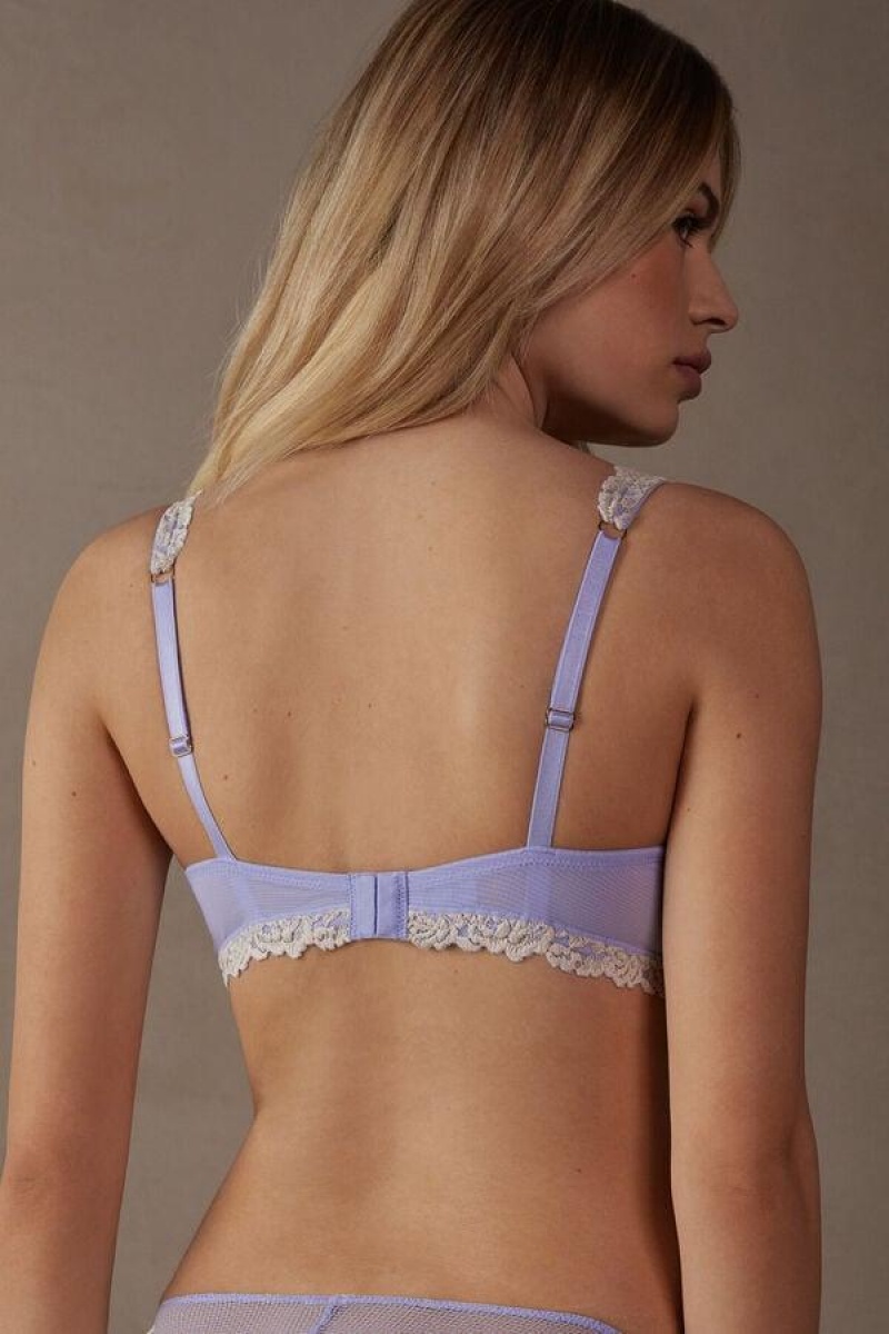 Dámské Podprsenky Intimissimi Pretty Flowers Sofia Balconette Levandule Bílé | CZ DN4569