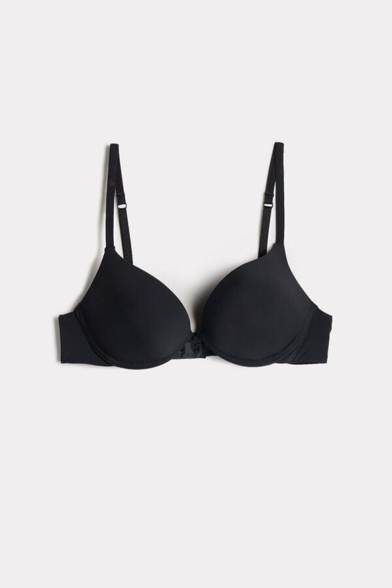 Dámské Podprsenky Intimissimi Simona Microfiber Super Push-Up Černé | CZ UT4713