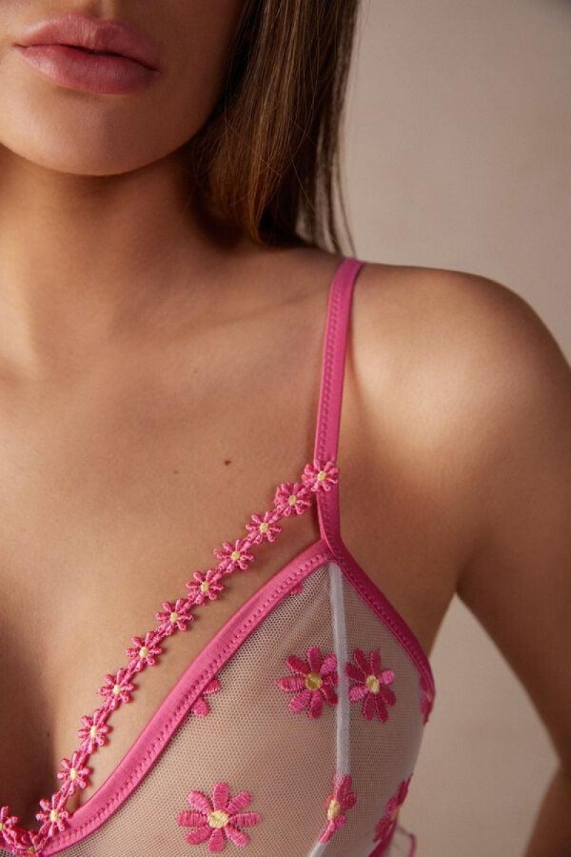 Dámské Podprsenky Intimissimi Sweet Like Daisies Triangle Fuchsie Růžové Bílé | CZ QZ4692