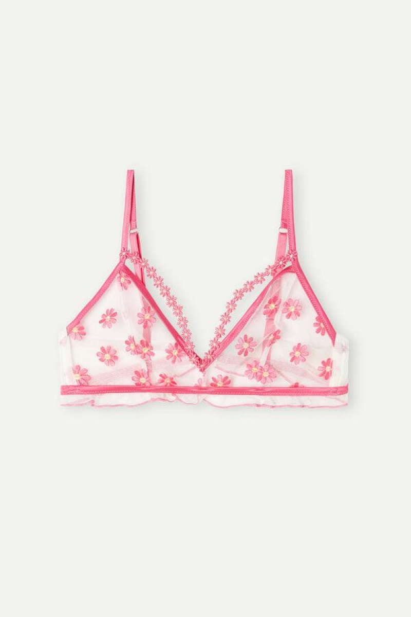 Dámské Podprsenky Intimissimi Sweet Like Daisies Triangle Fuchsie Růžové Bílé | CZ QZ4692