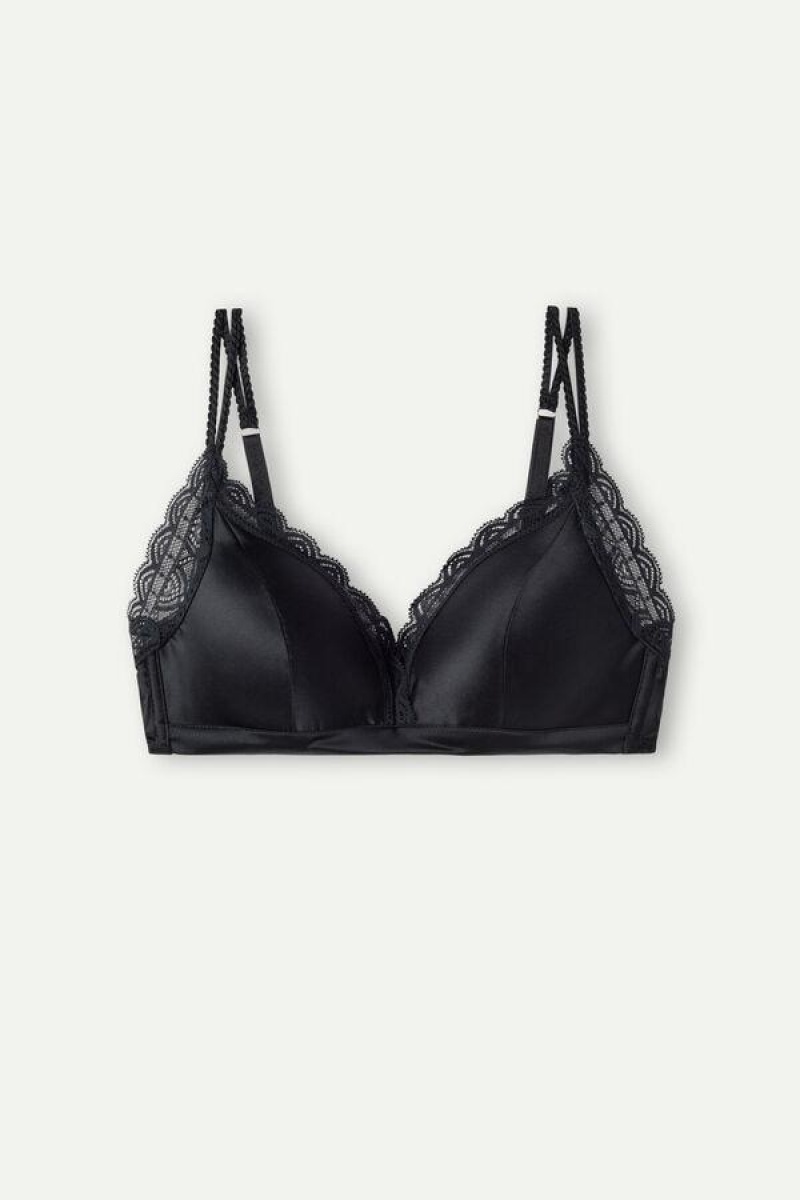 Dámské Podprsenky Intimissimi Tiziana Silk and Krajkové Triangle Černé | CZ HK4924