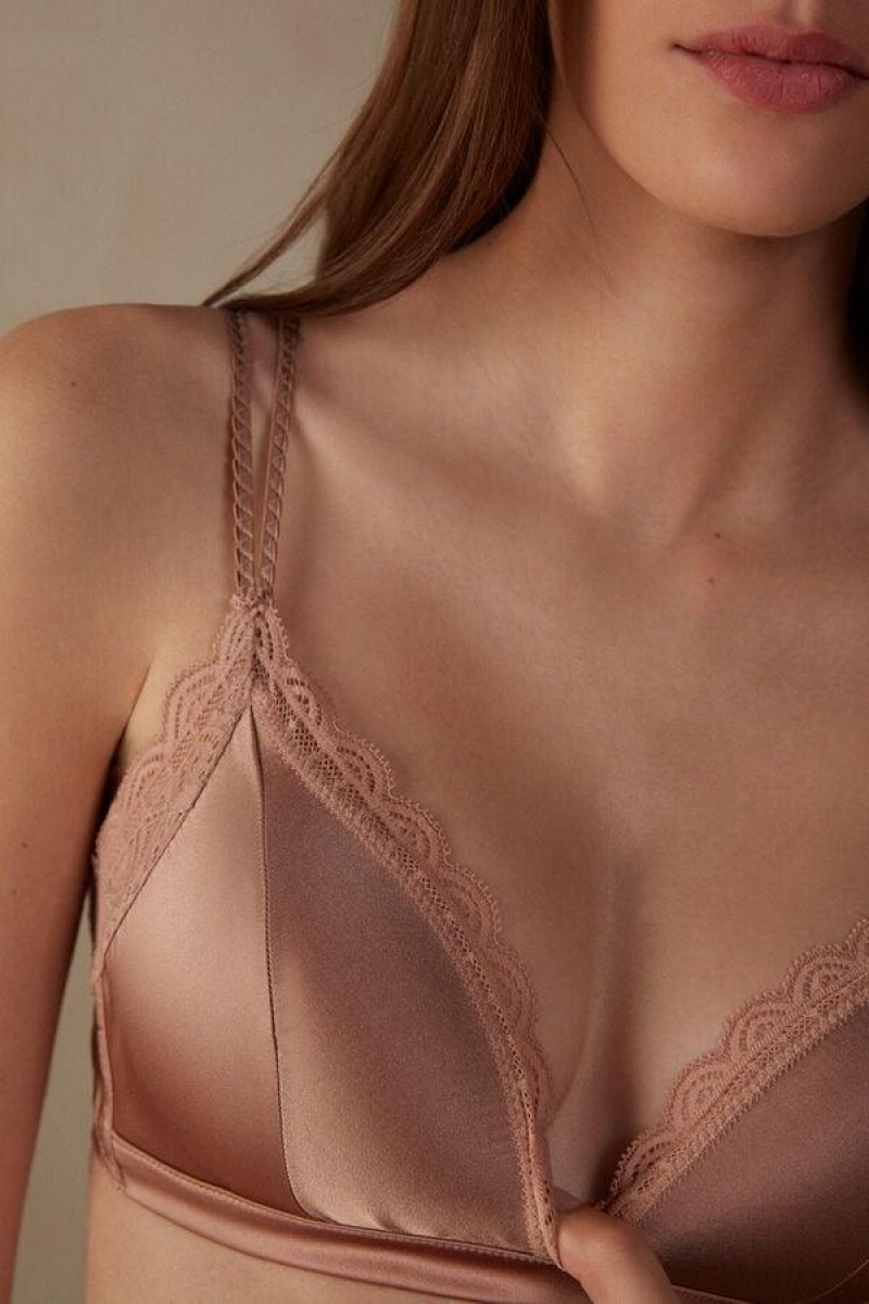 Dámské Podprsenky Intimissimi Tiziana Silk and Krajkové Triangle Růžové | CZ UT4915