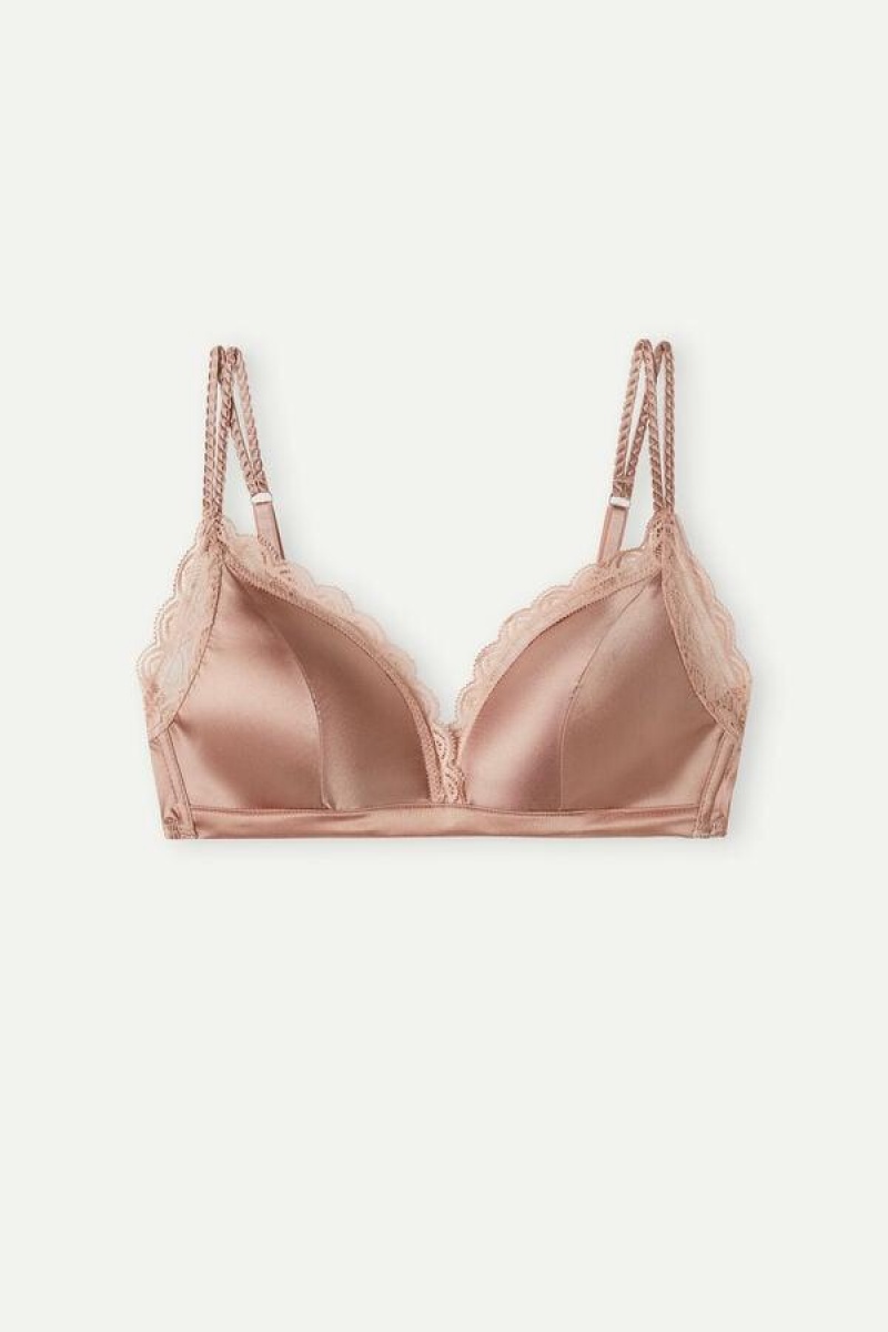 Dámské Podprsenky Intimissimi Tiziana Silk and Krajkové Triangle Růžové | CZ UT4915