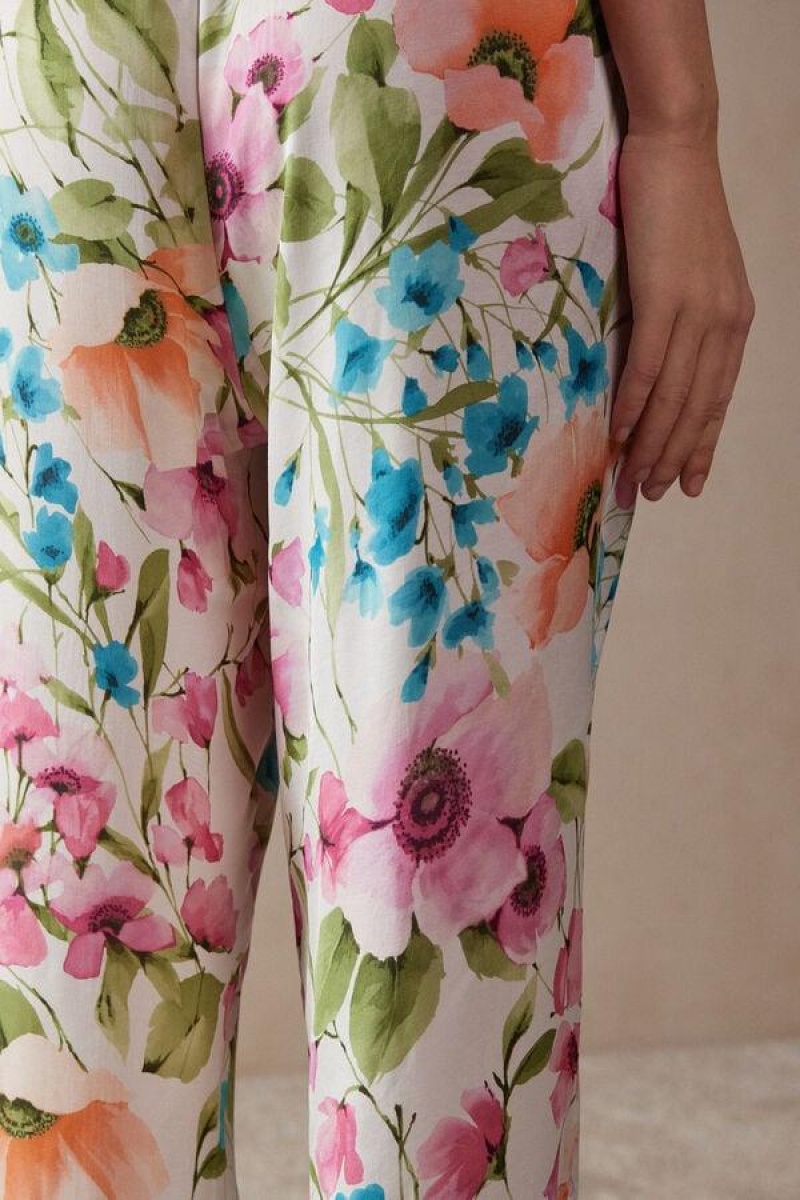 Dámské Pyžama Intimissimi Botanical Lyrics Full Length Satin Pants Viacfarebný | CZ CE4021