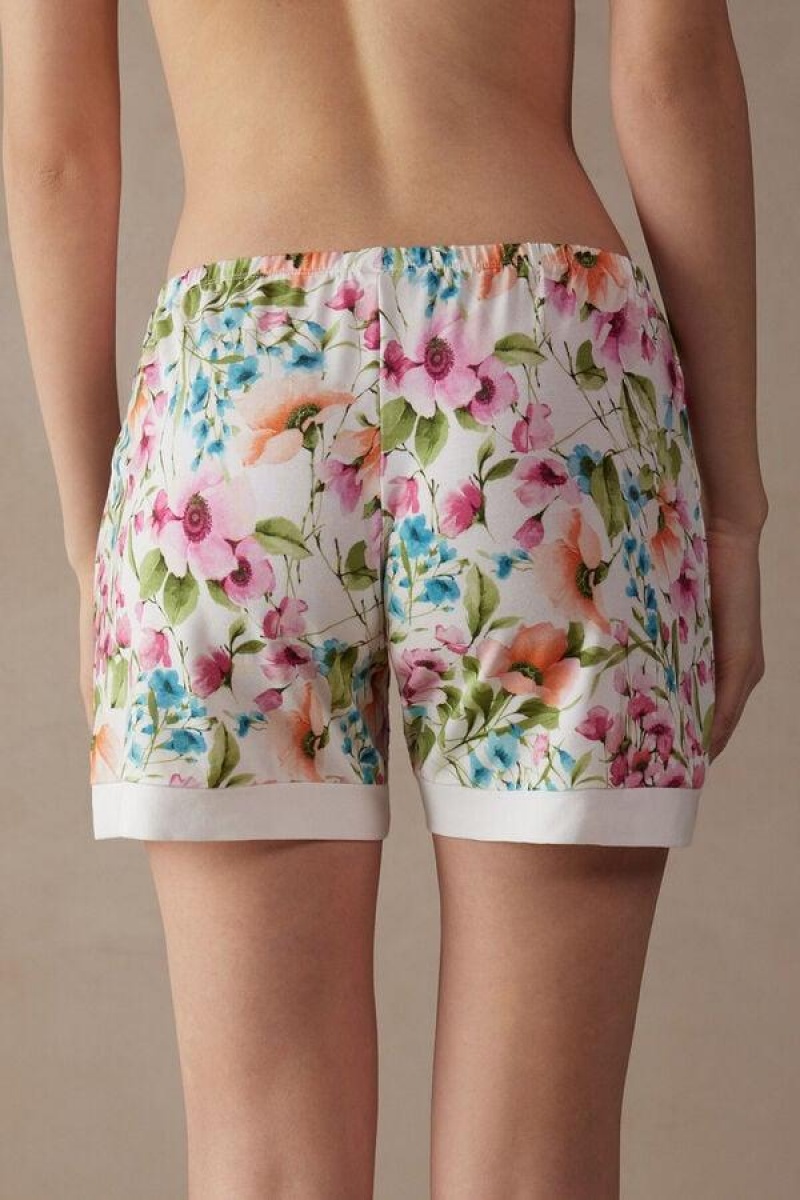 Dámské Pyžama Intimissimi Botanical Lyrics Modal Shorts Viacfarebný Bílé | CZ GL4081