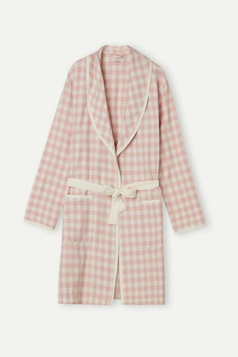 Dámské Pyžama Intimissimi Gingham Lover Cloth Robe Růžové | CZ DN3848