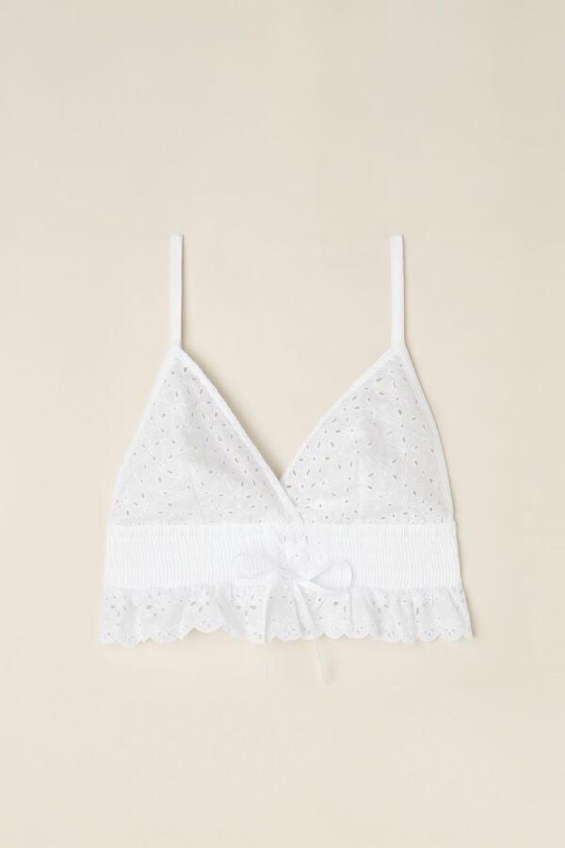 Dámské Pyžama Intimissimi Hello Sunshine Sangallo Krajkové Bra Top Bílé | CZ VD3968