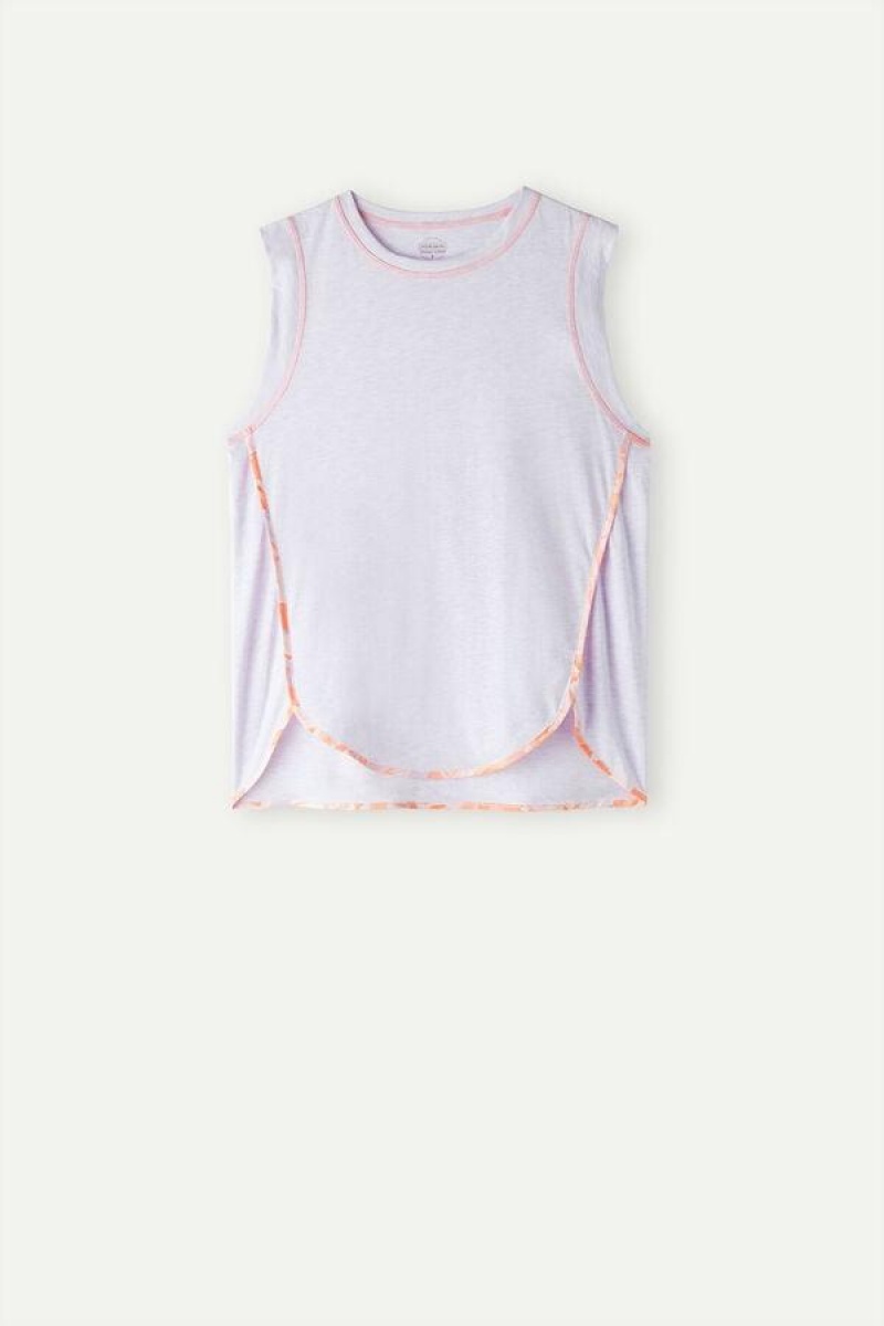 Dámské Pyžama Intimissimi Iris and Apricot Ultrafresh Supima® Bavlněné Tank Top Fialové | CZ KI3973