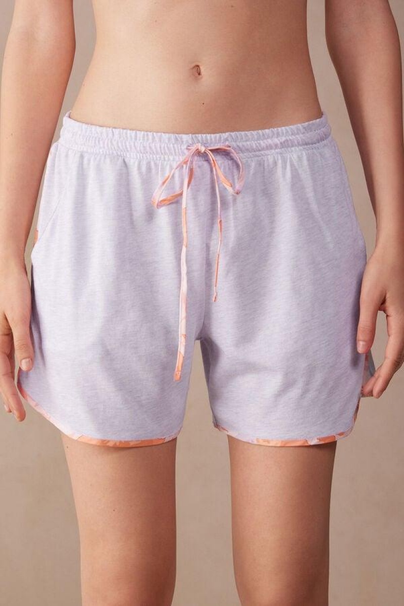 Dámské Pyžama Intimissimi Iris and Apricot Supima® Ultrafresh Bavlněné Shorts Fialové | CZ GL4099