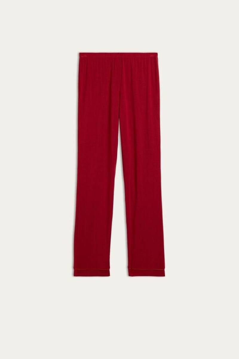 Dámské Pyžama Intimissimi Long Micromodal Trousers Červené | CZ WY4042