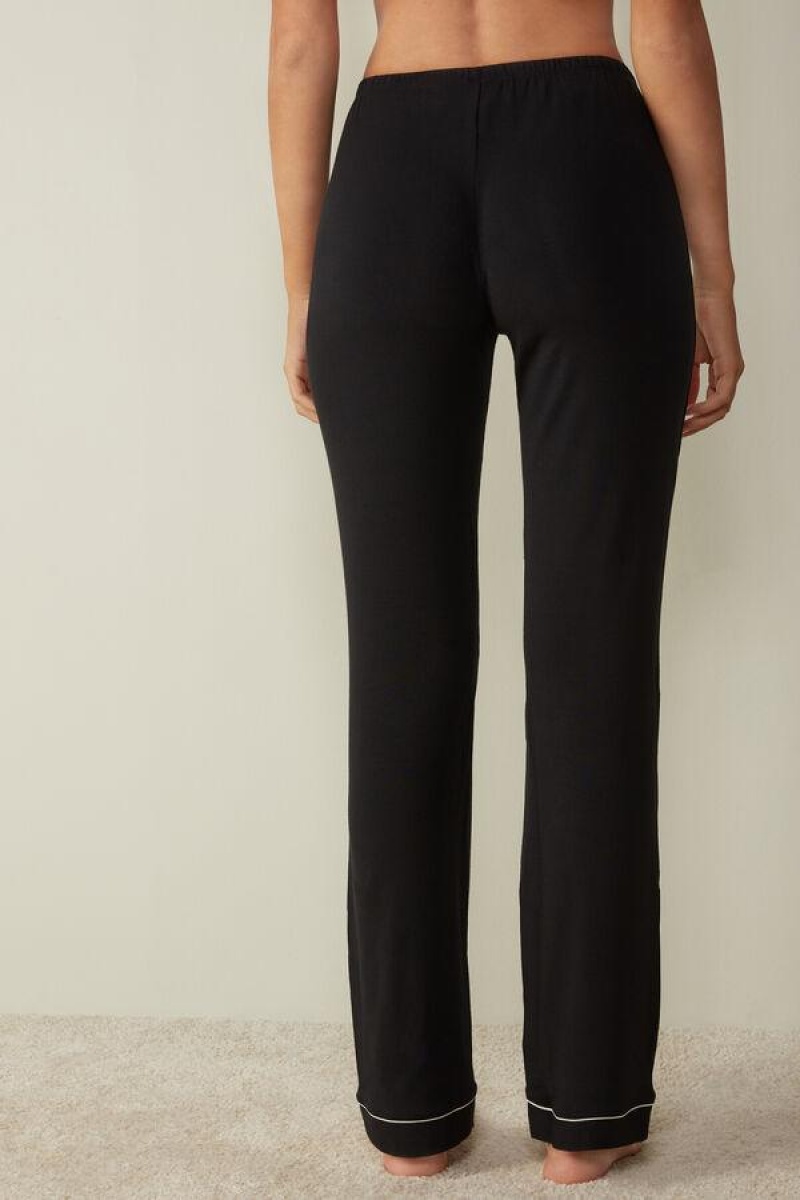 Dámské Pyžama Intimissimi Long Micromodal Trousers Černé | CZ EX4041