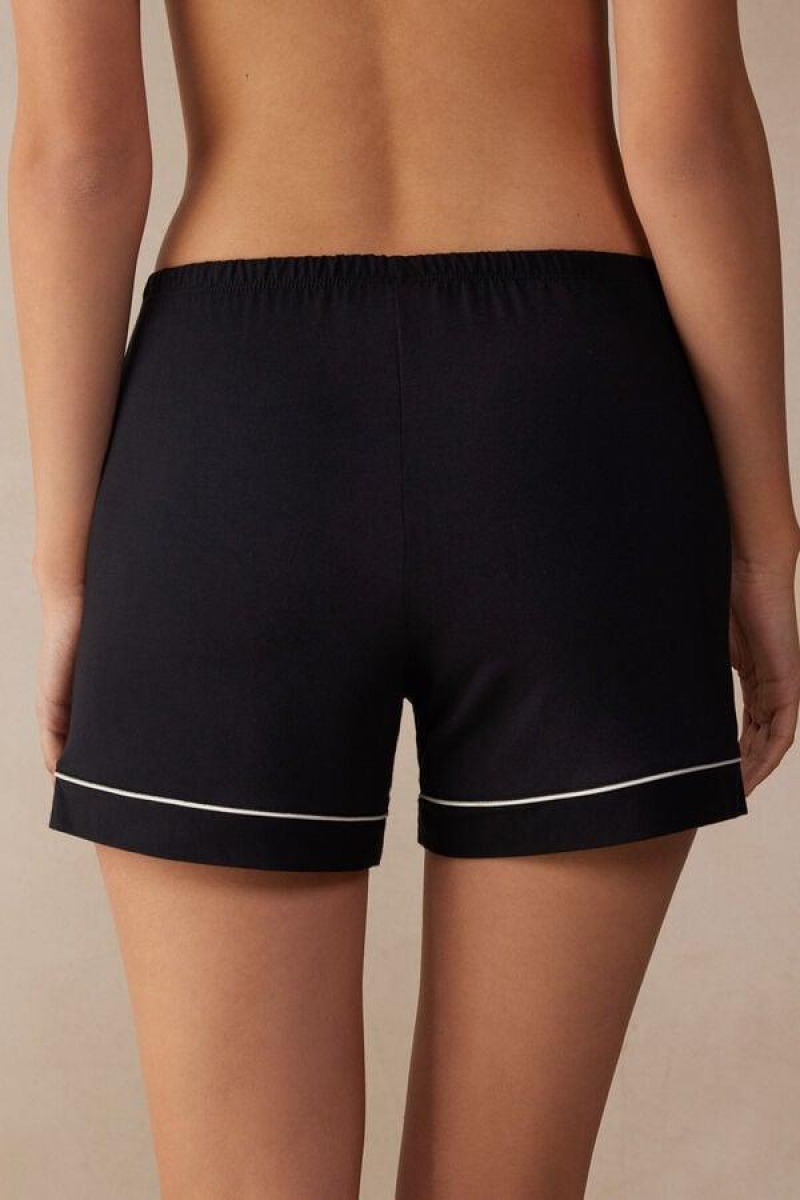 Dámské Pyžama Intimissimi Modal Shorts with Contrast Trim Černé | CZ TV4091