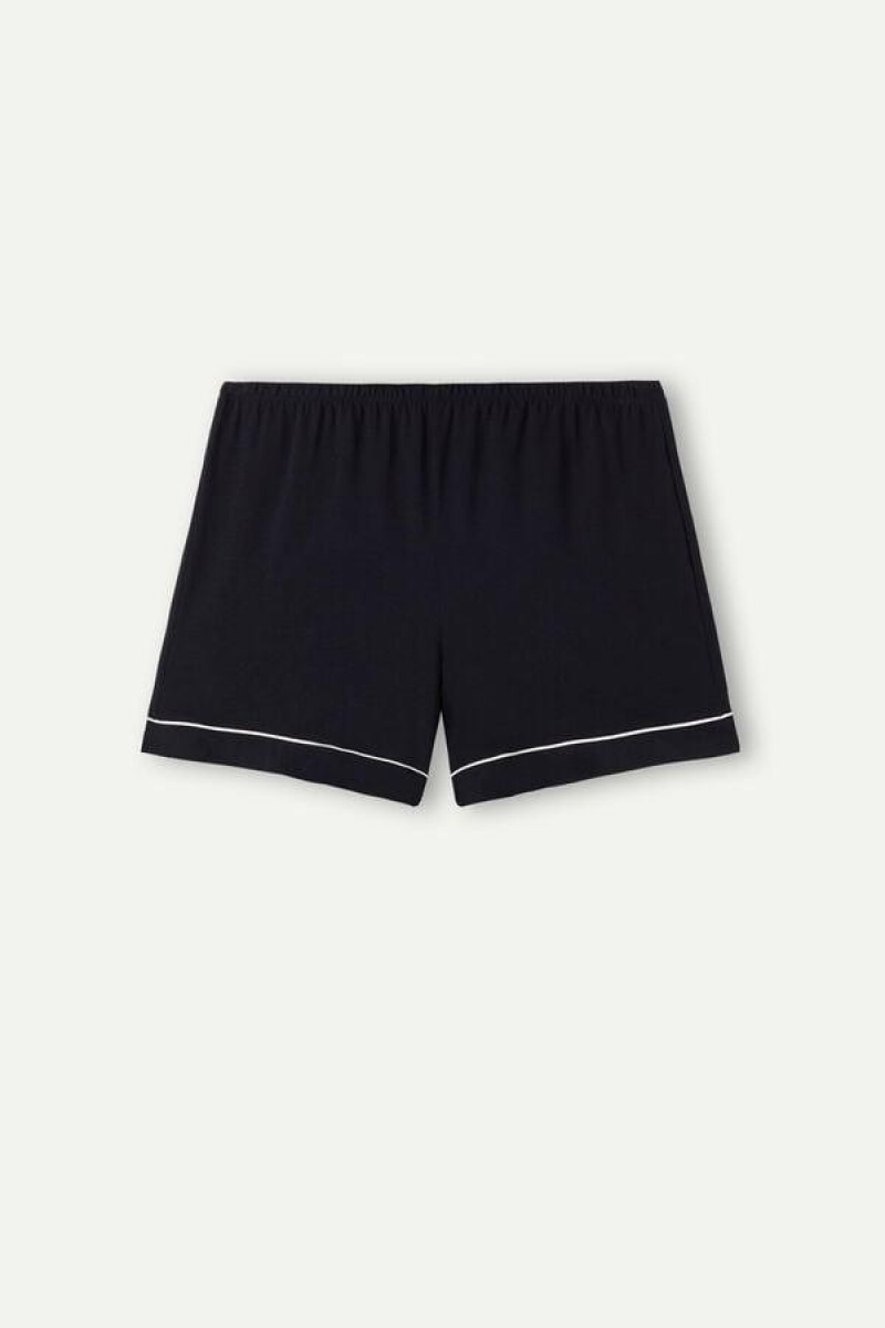 Dámské Pyžama Intimissimi Modal Shorts with Contrast Trim Černé | CZ TV4091