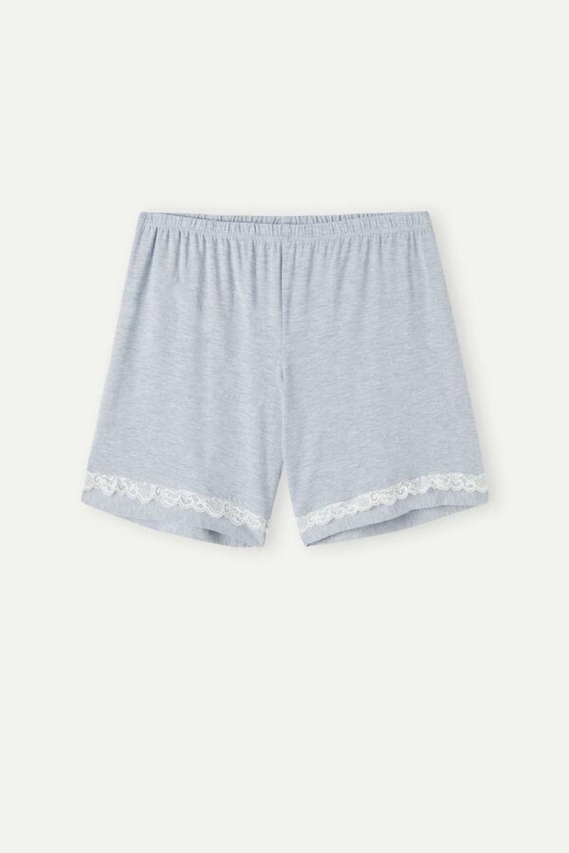 Dámské Pyžama Intimissimi Modal Shorts with Krajkové Details Světle Blankyt | CZ WY4067