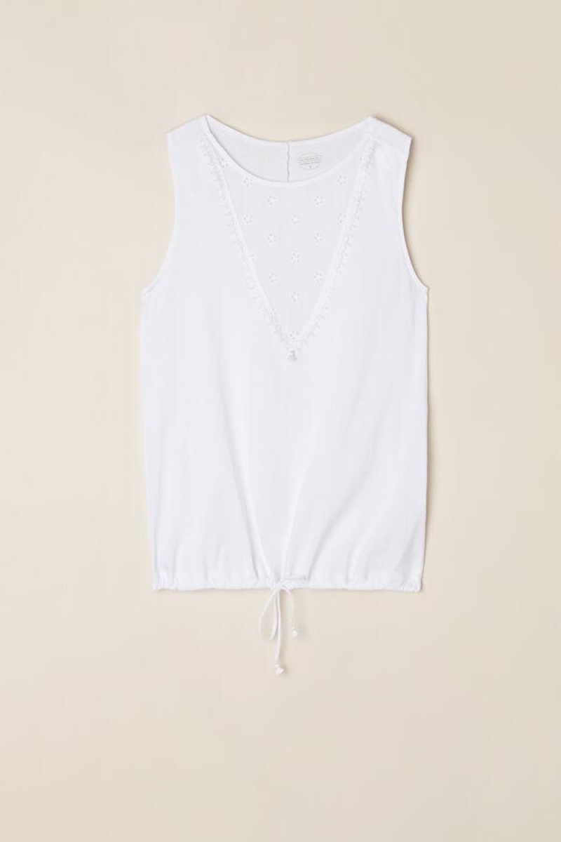 Dámské Pyžama Intimissimi Morning Feelings Tank Top in Supima® Ultrafresh Bavlněné Bílé | CZ GL3943