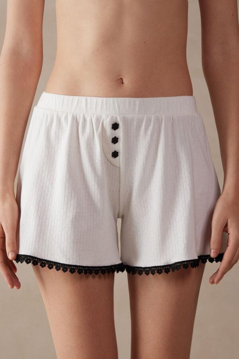 Dámské Pyžama Intimissimi Pure Joy Bavlněné Shorts Bílé | CZ DN4083