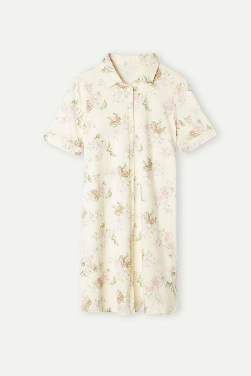 Dámské Pyžama Intimissimi Scent of Roses Bavlněné Nightshirt Viacfarebný Bílé | CZ FM3840