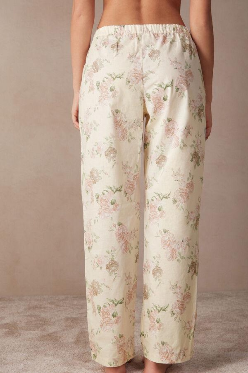 Dámské Pyžama Intimissimi Scent of Roses Full Length Bavlněné Cloth Pants Viacfarebný Bílé | CZ KI4025