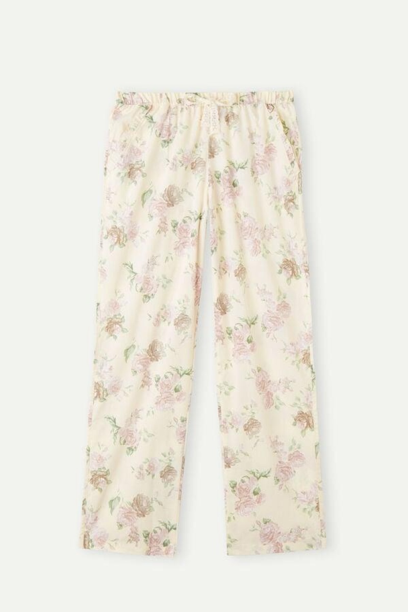 Dámské Pyžama Intimissimi Scent of Roses Full Length Bavlněné Cloth Pants Viacfarebný Bílé | CZ KI4025