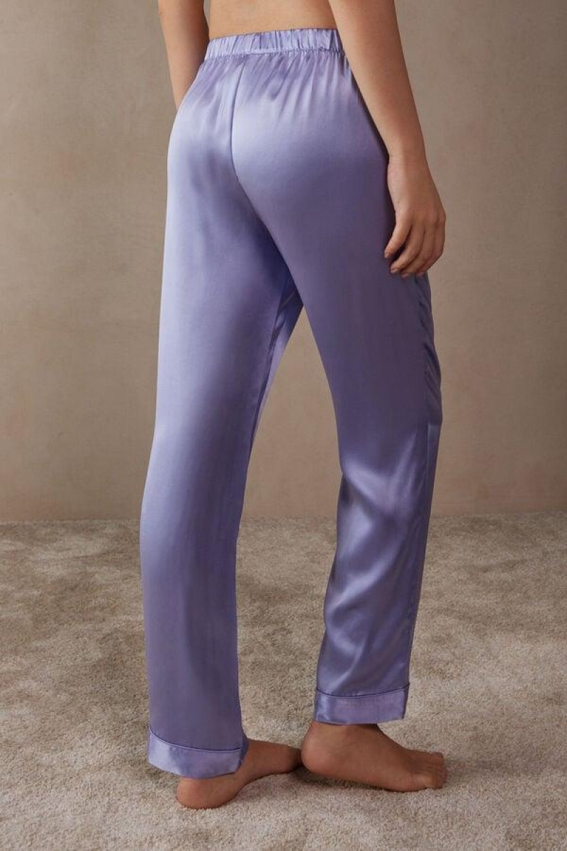 Dámské Pyžama Intimissimi Silk Satin Pants Levandule | CZ ZG4023